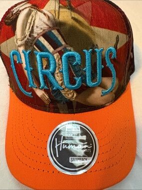 Circus Embroidered Trucker Snapback Hat - Orange & Teal